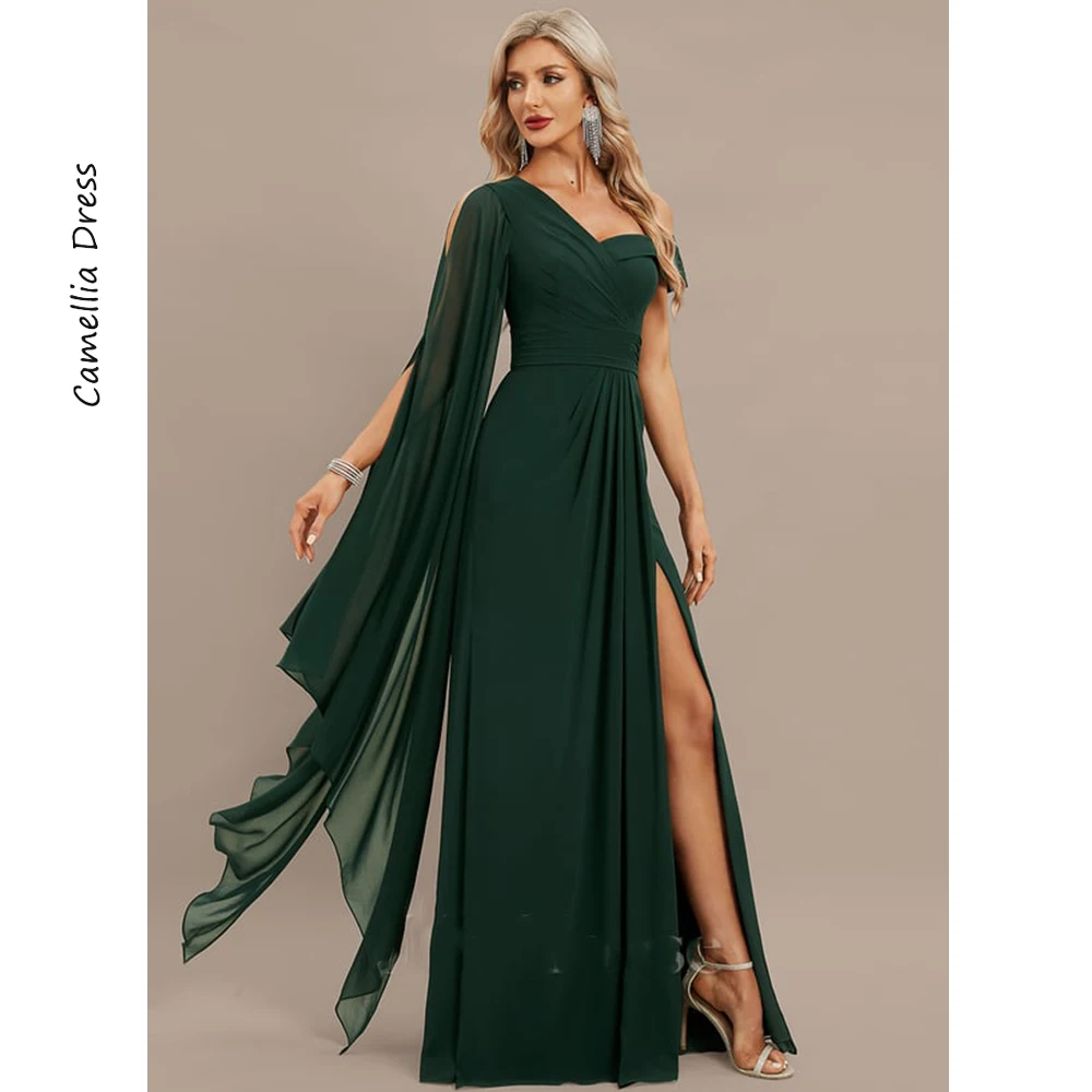 Nieuwe Schede Avondjurken Asymmetrische Vloer-Lengte Feestjurken Split Chiffon Formele Jurken Vestidos De Fiesta فساتين السهرة