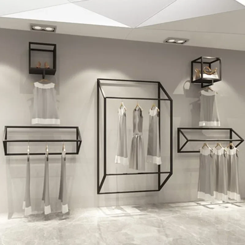 Factory Multi-functional Classic Clothing Display Rack Floor Iron Art Hanger Clothing Store Shelf Floor Hanger