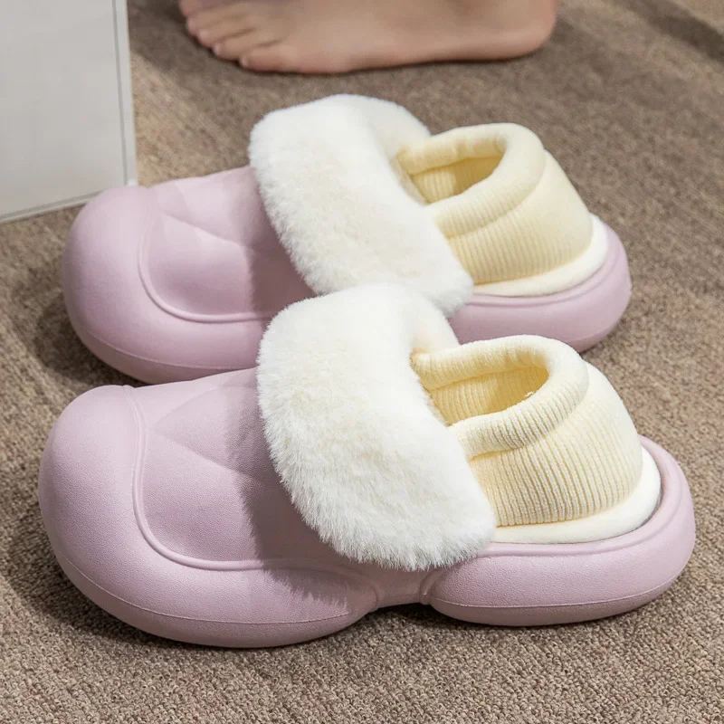 Winter Detachable Cotton Slippers Women's Home Indoor EVA Feet Feeling Cotton Slippers Anti Slip