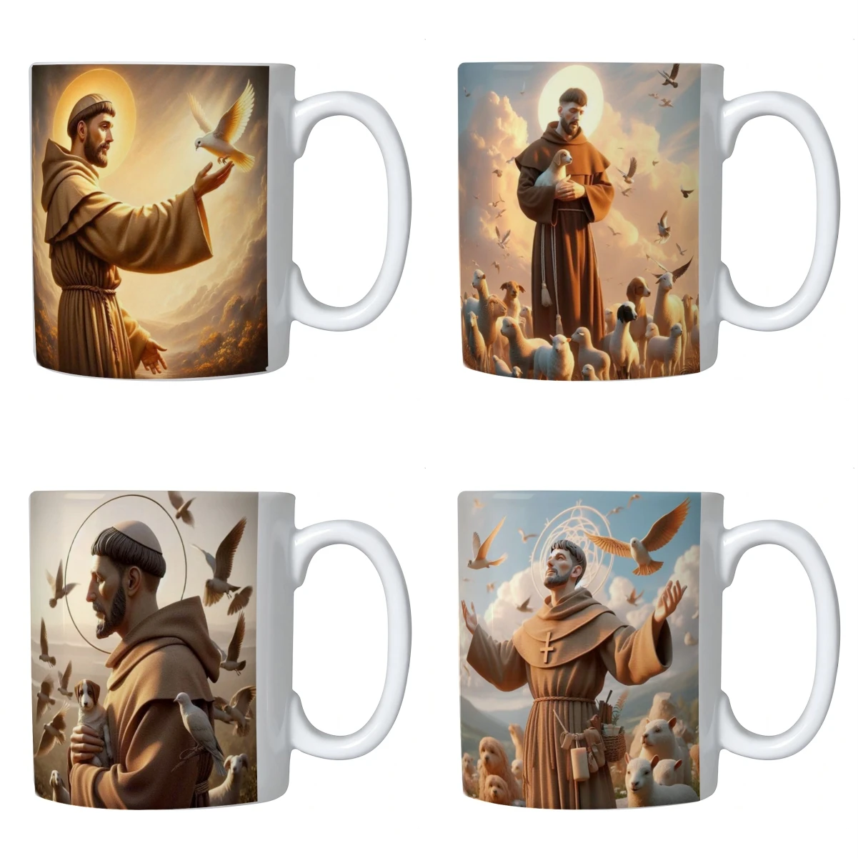 Kit 4 Canecas Santo Antônio de Padua Porcelana Mimo