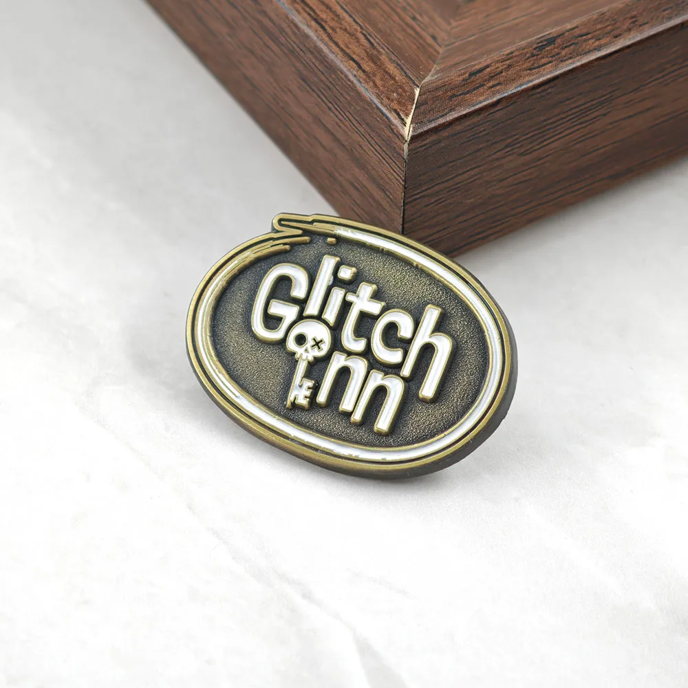 Glitch-Inn Brosche Glitch-Productions Logo Metall-Abzeichen Totenkopf-Schlüsselanhänger Emaille-Pin Unabhängiges Anime-Fan-Geschenk Cartoon-Accessoires – Detail 10