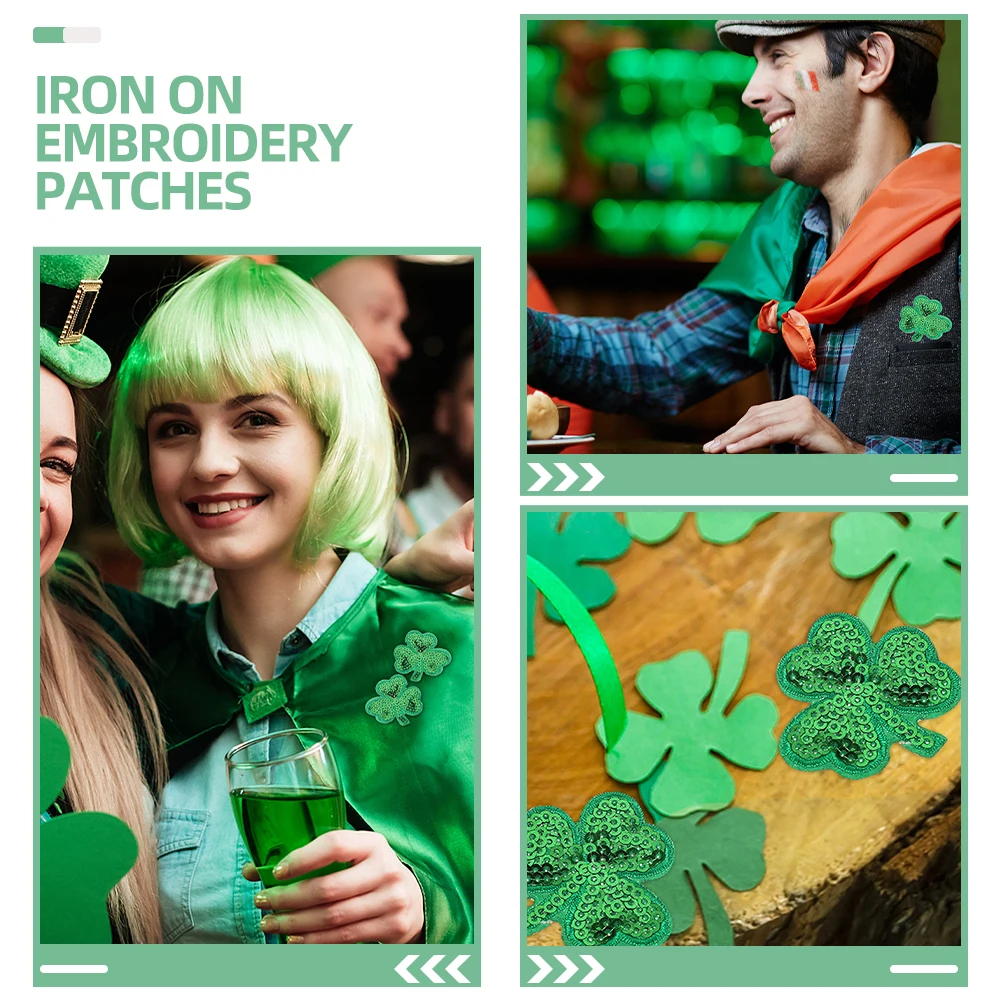 

12Pcs Embroidered Iron on Patches Sew on Clothes Bags Jeans Hats DIY Appliques St Patrick's Day Clothes Repair Decoration