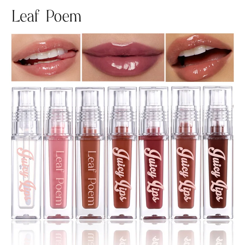 LEAF P0EM Cross-border water-gloss plump lips high-shine mirror lip gloss moisturizing pearl shimmer lip glaze