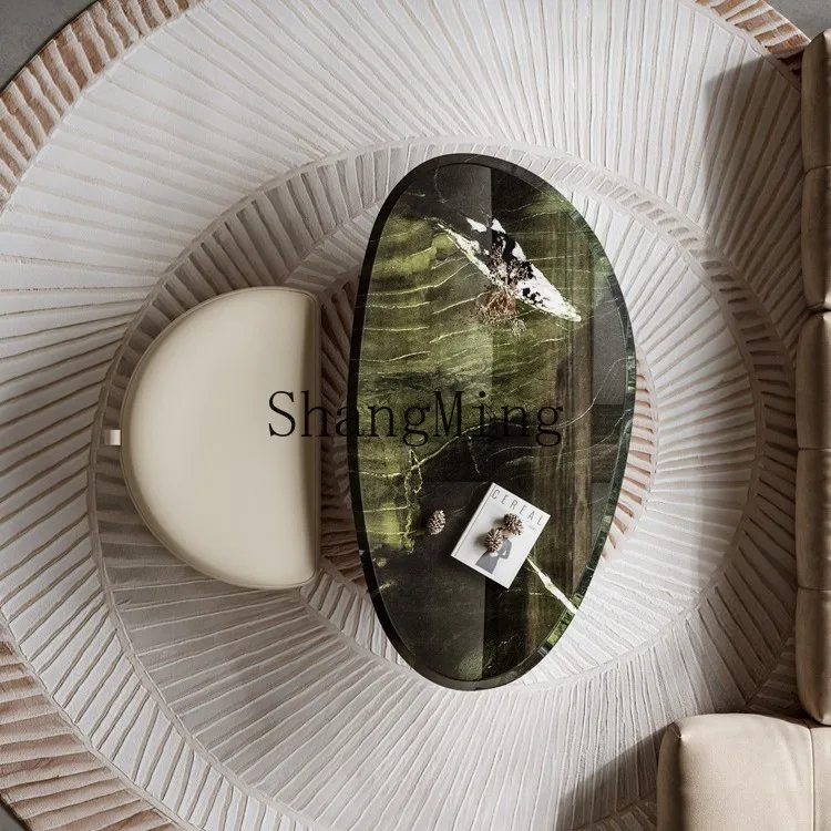 

CL Minimalist Marble Coffee Table Living Room Home Art New Small Apartment High-End Oval Coffee Table