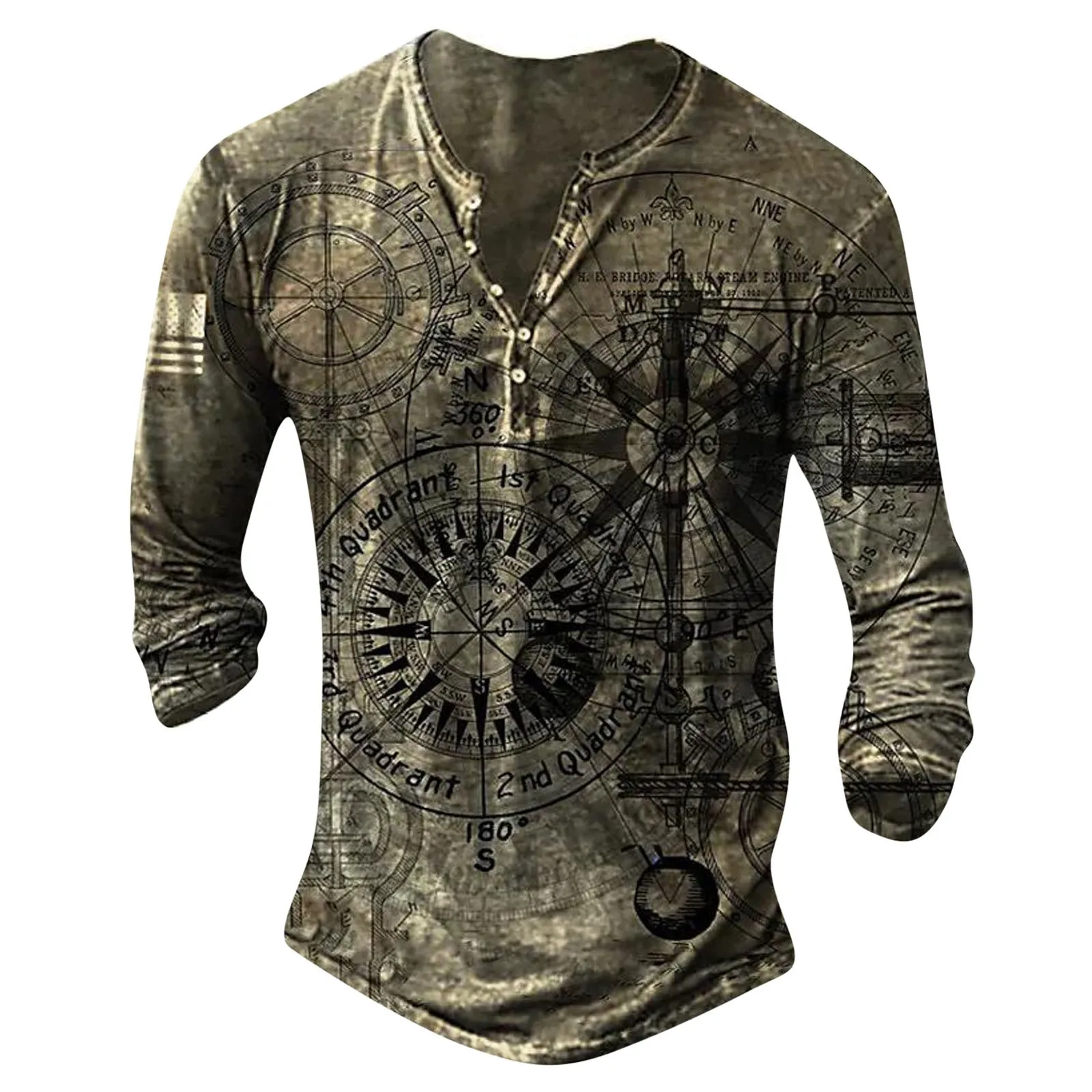 Mens Summer Fashion Casual Fasten 3D Digital Printing T Shirt Long Sleeve Top Spring O Neck Long Men T Shirts Leisure T Shirts