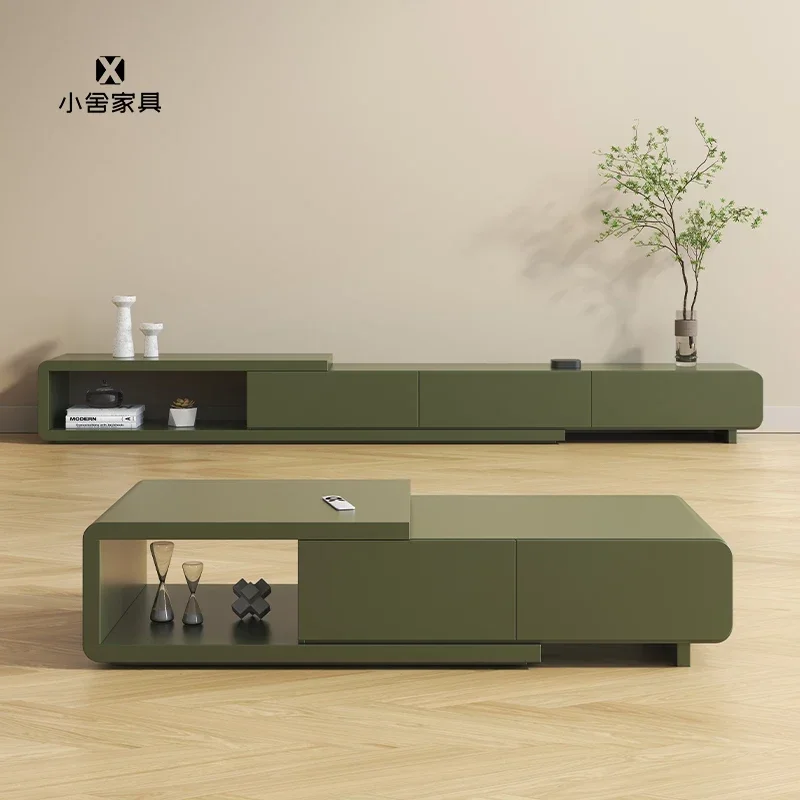GZ-20 Retractable Simple Modern Living Room Home Light Luxury Small Apartment Floor Coffee Table TV Stand Combination