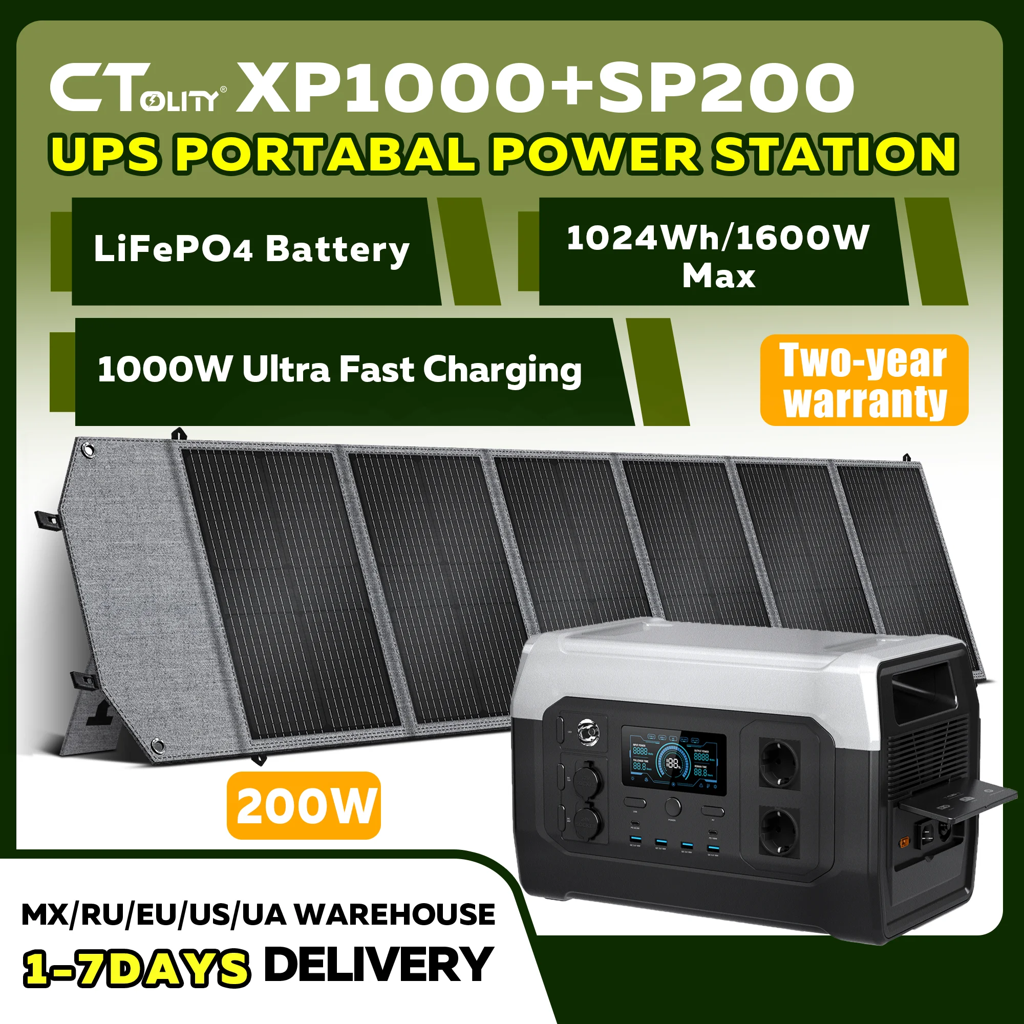 CTOLITY XP1000 1800W 320000mAh Tragbare Powerstation 4000 Zyklen …