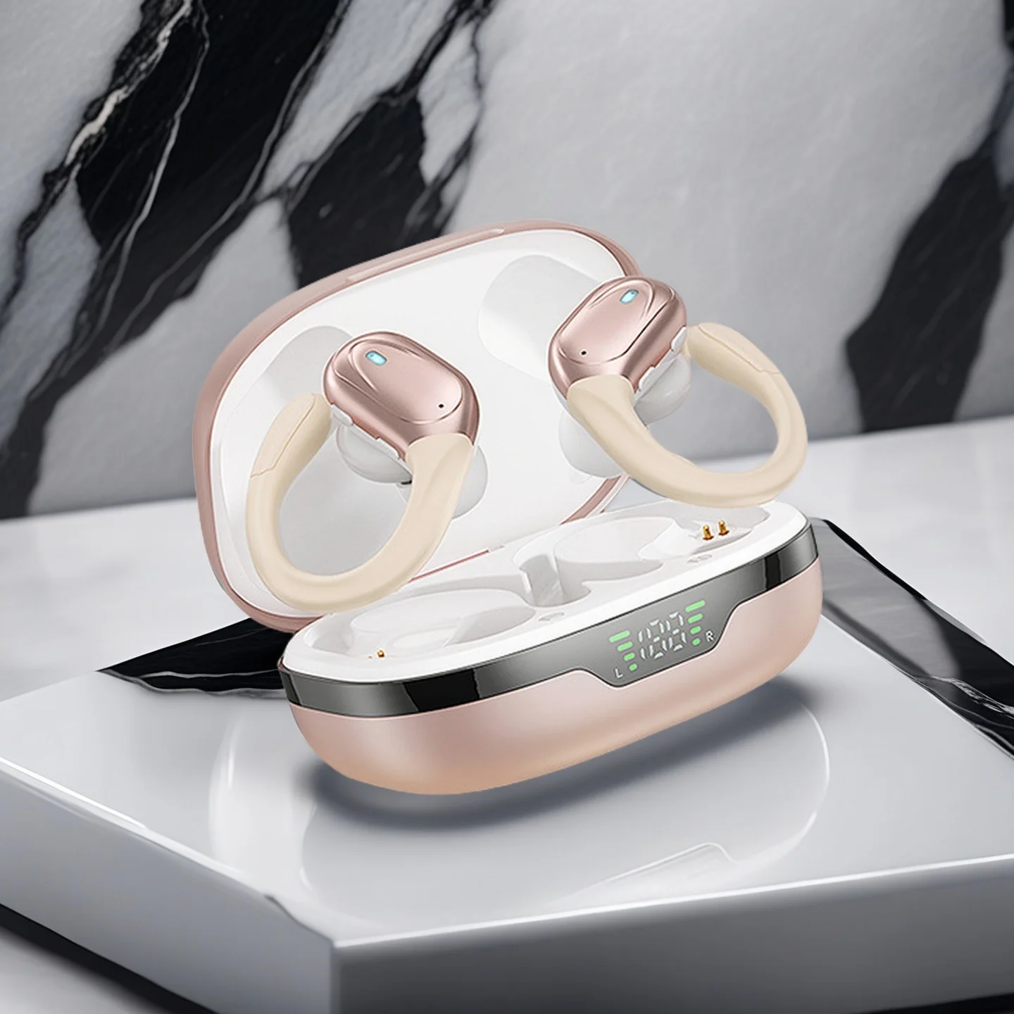 

Wireless Earbuds Sports Bluetooth Headphones with LED Power Display Noise Canceling Headset Waterproof HD Earphones for Workout