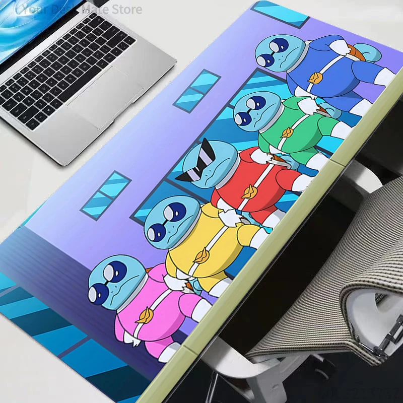 

Большой игровой коврик для мыши Pokemon Squirtle Squad Gang Style Anime, нескользящий, грязеотталкивающий, удлиненный коврик для стола