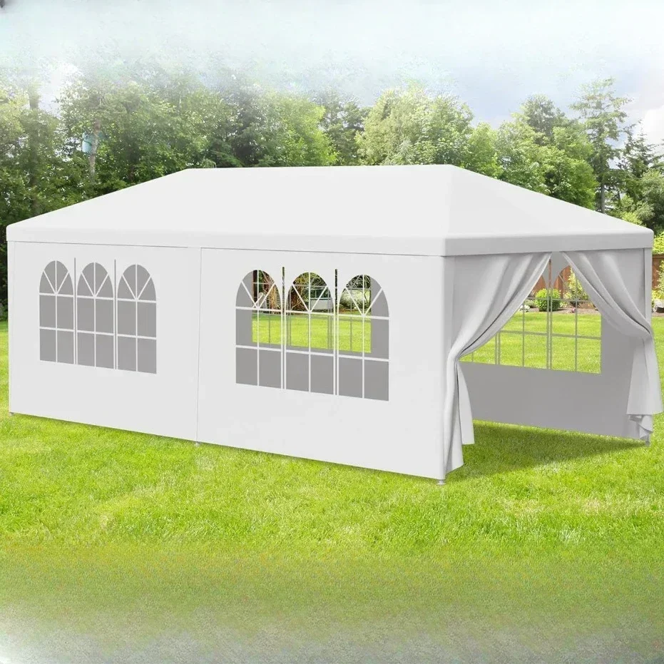 10 x20 Outdoor Gazebo White Canopy with sidewalls Party Wedding Tent Cater Events Pavilion Beach BBQ Gazebos