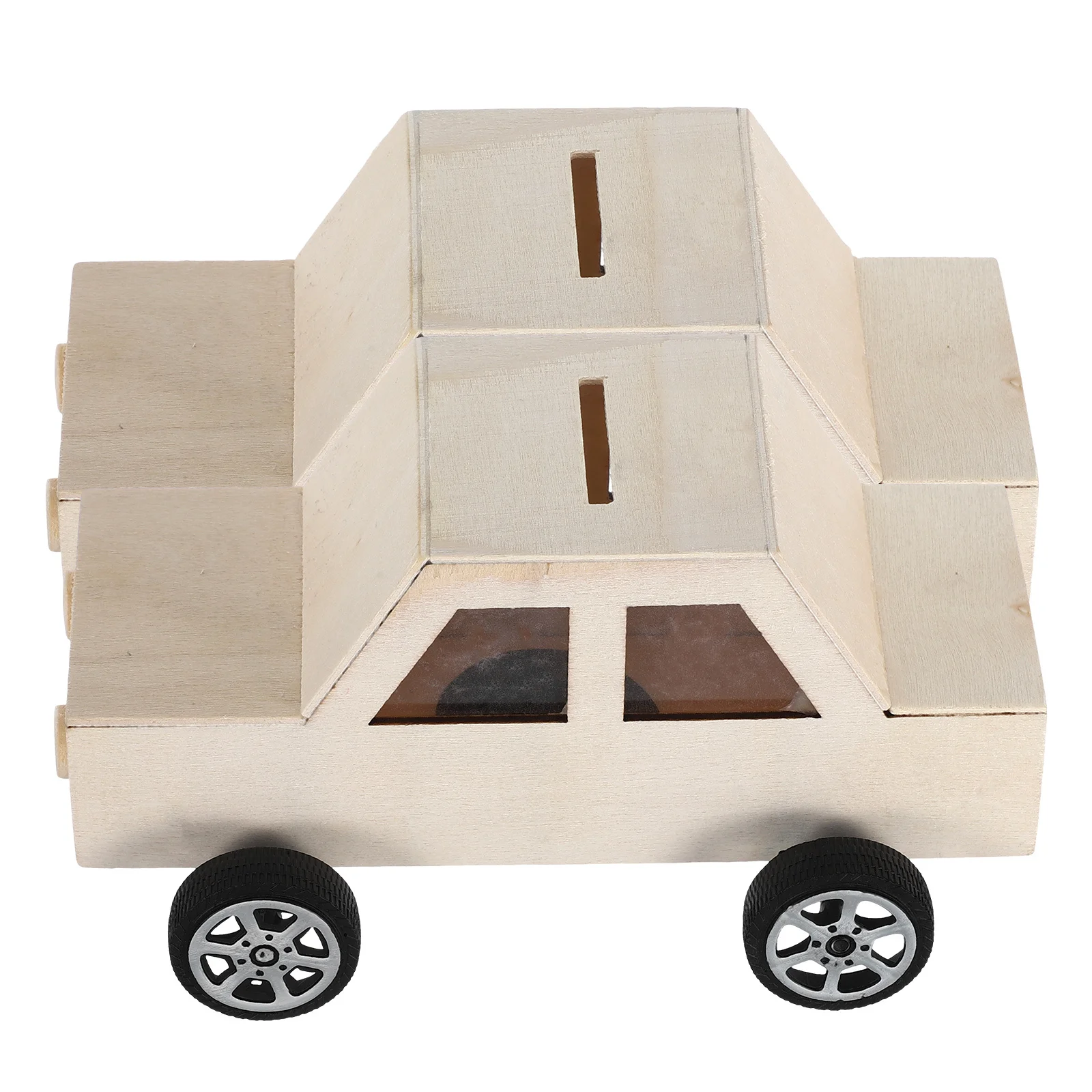 2個入り 木製 車型貯金箱 DIYクラフトキット 未塗装 塗装可能 マネーボックス ホームデコレーション 木製マネーボックス