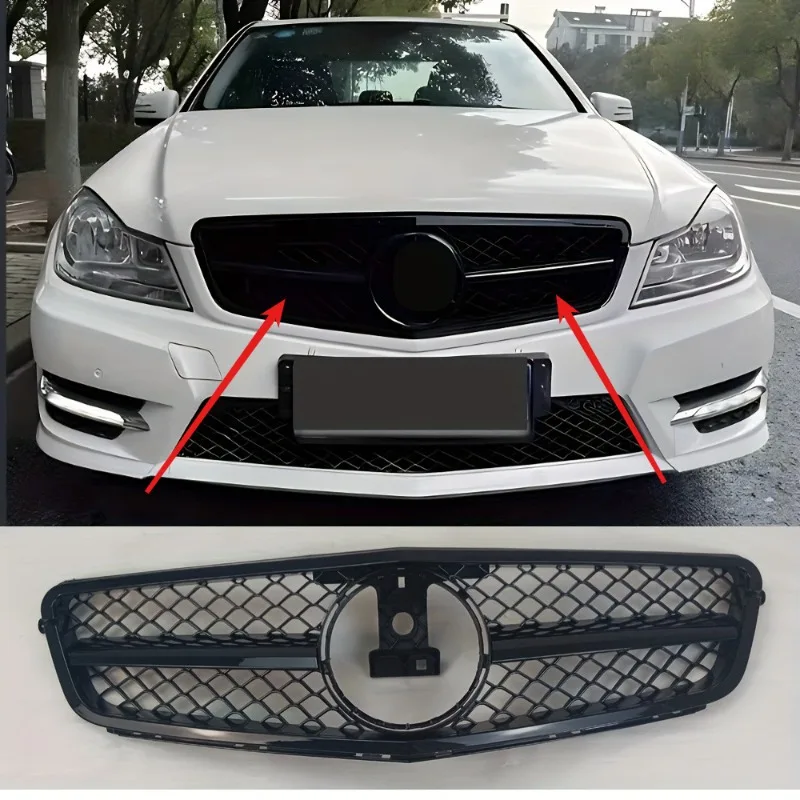 

Подходит для Mercedes-Benz C-Class W204 2007-2014 AMG, решетка переднего бампера, аксессуар для накладки вентиляционного отверстия радиатора, сетчатая вставка в решетку