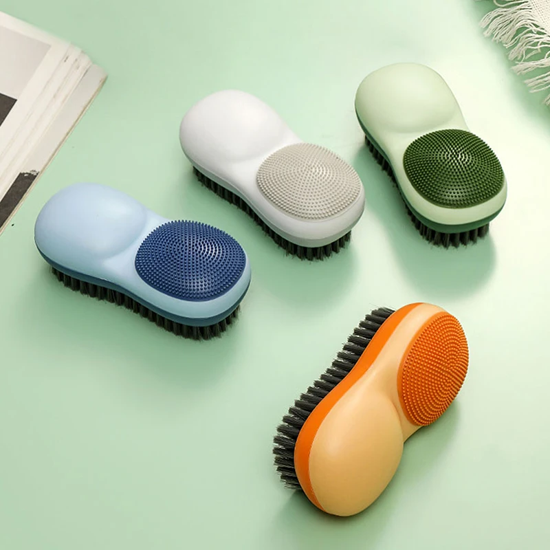 Creative Color Contrast Washing Brush Double-Sided Bristles Multi-Functional Soft Rubber Underwear Cleaning Brush