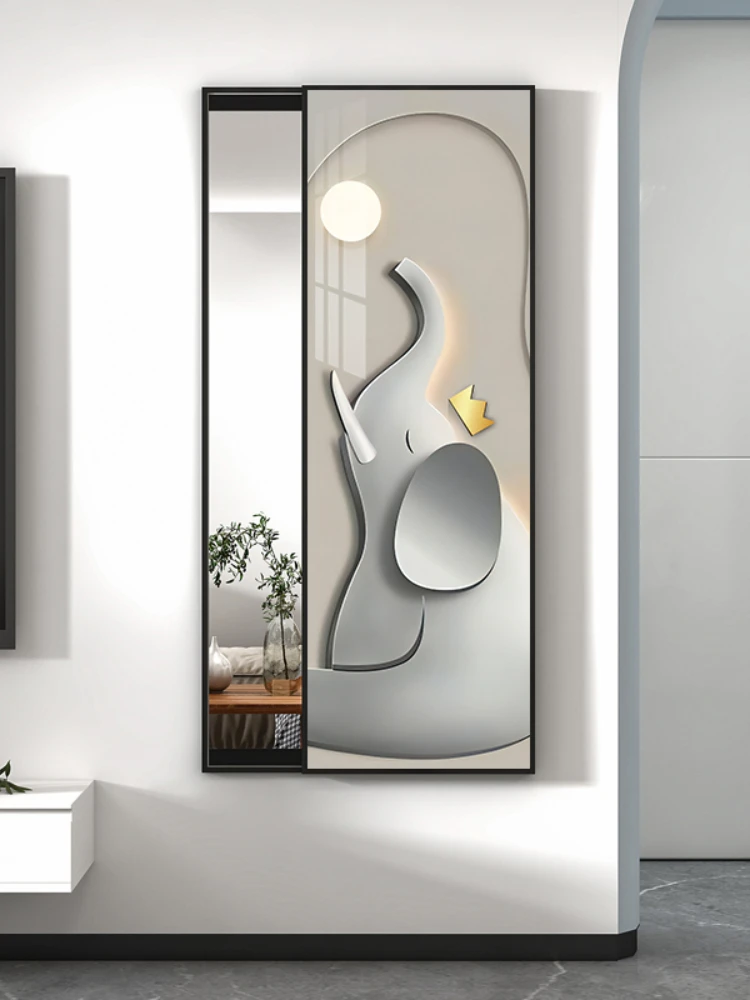 Sliding Hidden Mirror Bedroom Full-Length Mirror Wall Hanging Decorative Painting Home Dressing Mirror