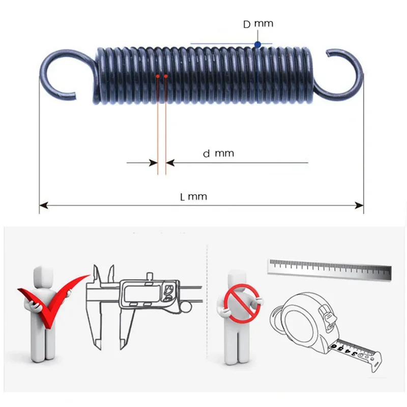 Spring Steel  Single Hook SpringTension Spring Wire Dia 0.8MM  OD 6/7/8/10MM Length 20~60MM 10~1000Pcs