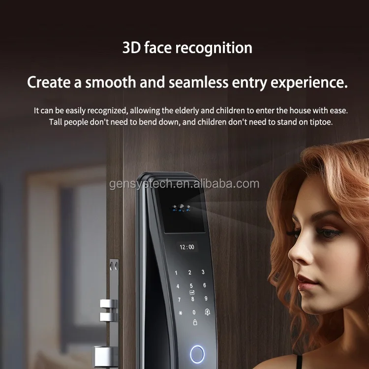 001 2025 New Design Automatic Lock 3d Face Fingerprint Wishome Fully Automatic Touch Finger Smart Door Locks