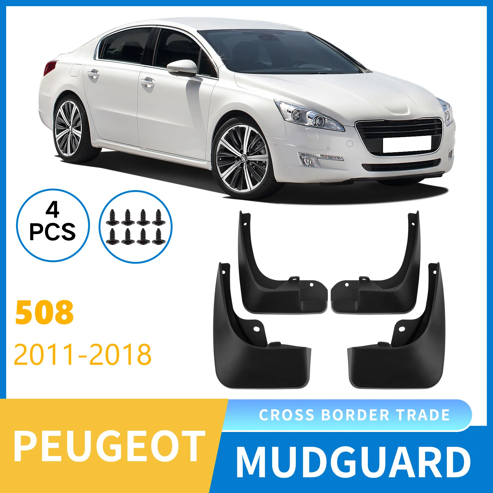 

For Peugeot 508 2011-2018 car tire mudguard modification,Front Rear Flares Splash Guards Cover Car Accessorie