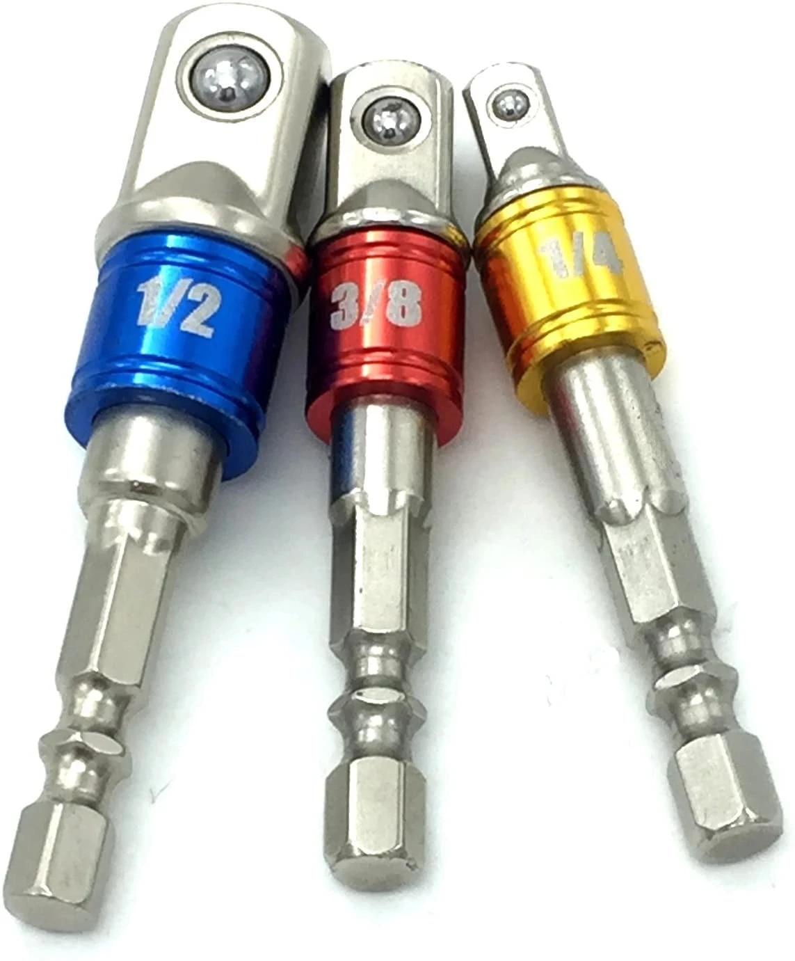 3 Tác Động Ổ Cắm Adapter 1/4 "3/8" 1/2 "Inch Dr Nối Dài Chuôi Lục Giác Điện Ô Tô Khoan Khớp nối Dài Hạt Lái Xe