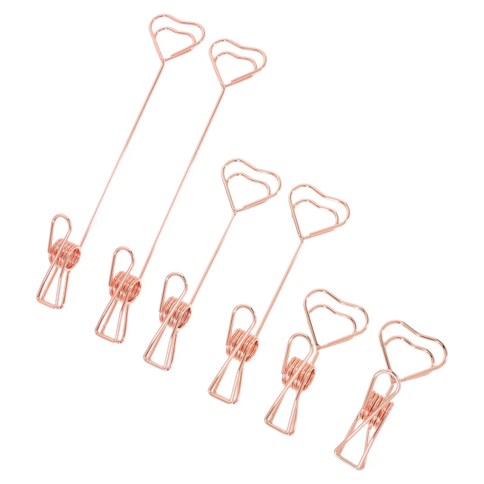 

6pcs Heart Shaped Metal Memo Holder Stand for Desk Organizers Note Clips Rose Gold Display Business Card Portable Office