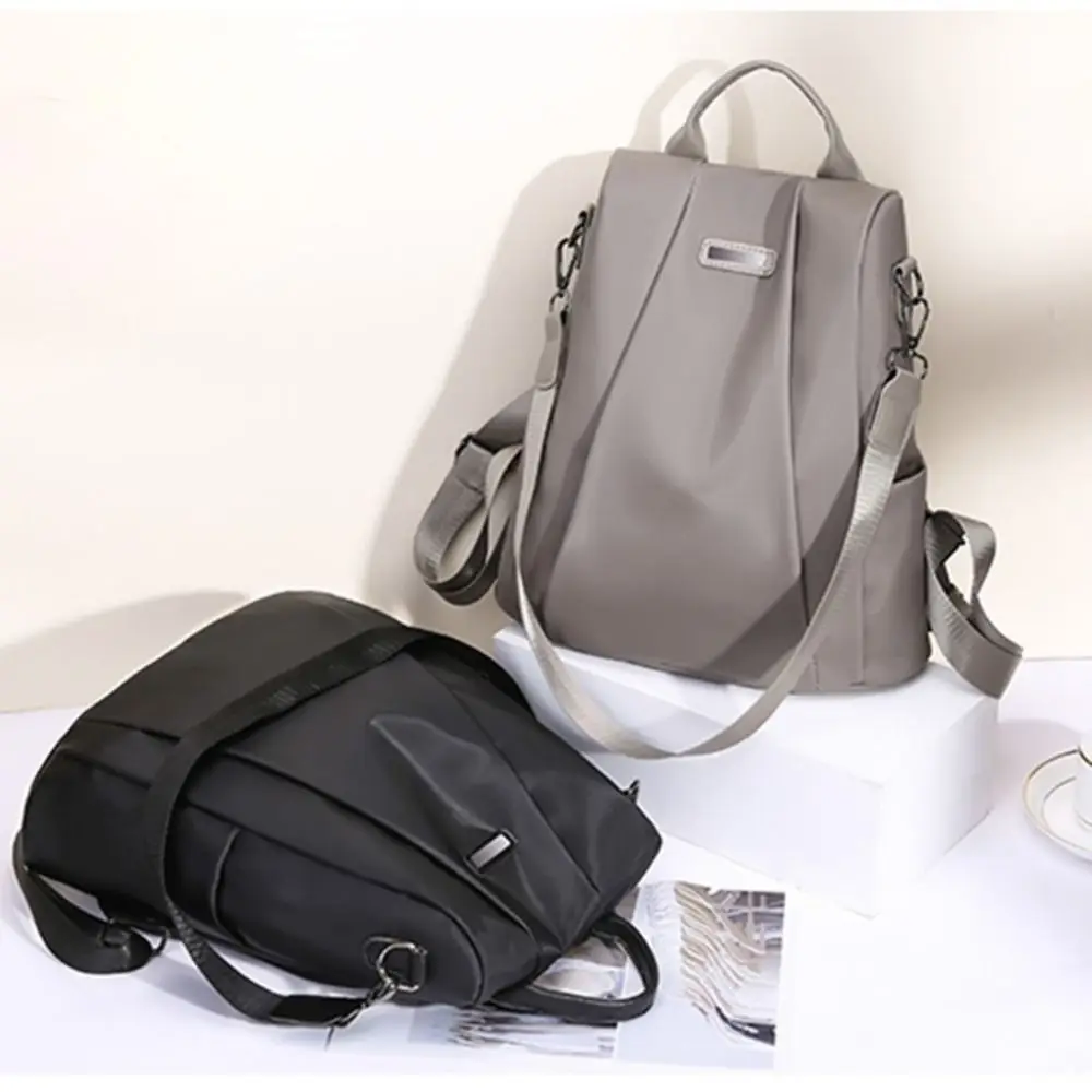 

Fashion Travel Backpack Solid Color Anti-theft College Students Schoolbag Large Capacity Detachable Shoulder Strap