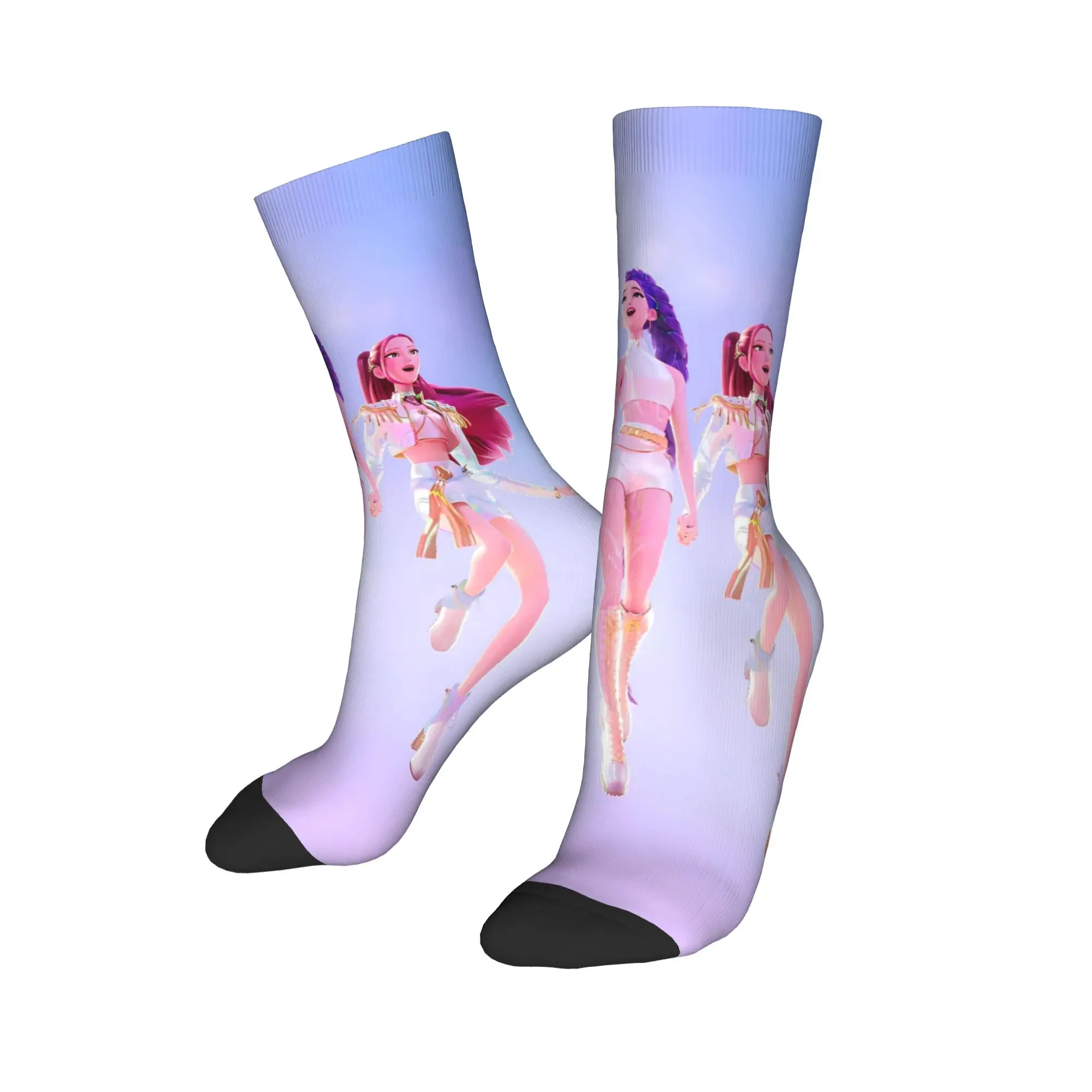 男性靴下 kpop デーモンハンターズ Huntrix ストッキング抗汗ソフトソックス冬モダンプリントスケートボードソックス