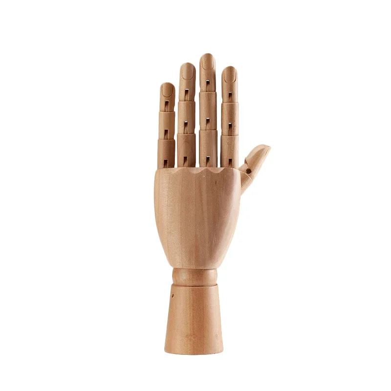 Wooden Hand Model Sketching Drawing Jointed Movable Fingers Mannequin Dummy Hand with Adjustment Metal Stand