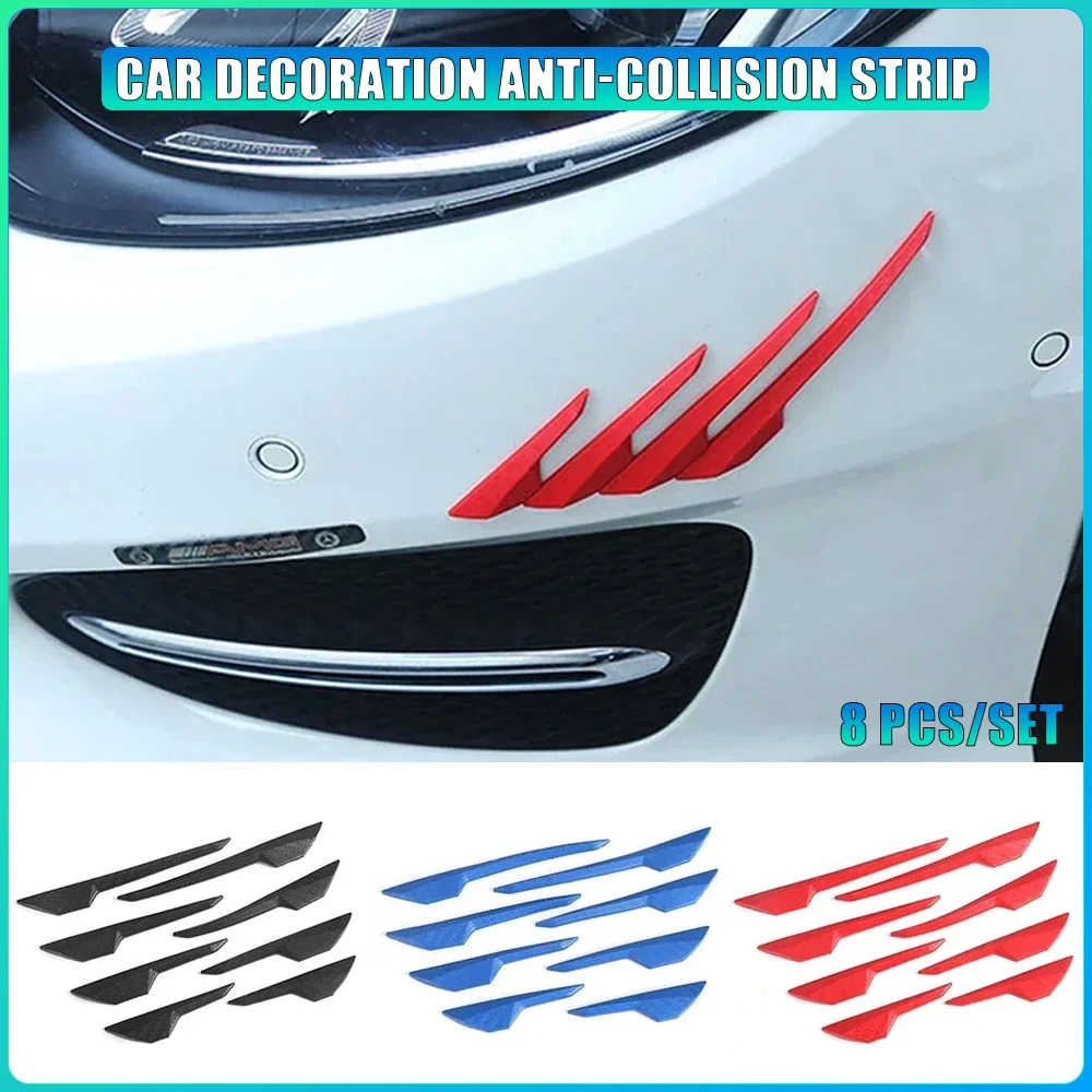

8Pcs Car Spoiler Front Bumper Fin Splitter Anti-Collision Carbon Fiber Look Rubber Protector Guards car protector