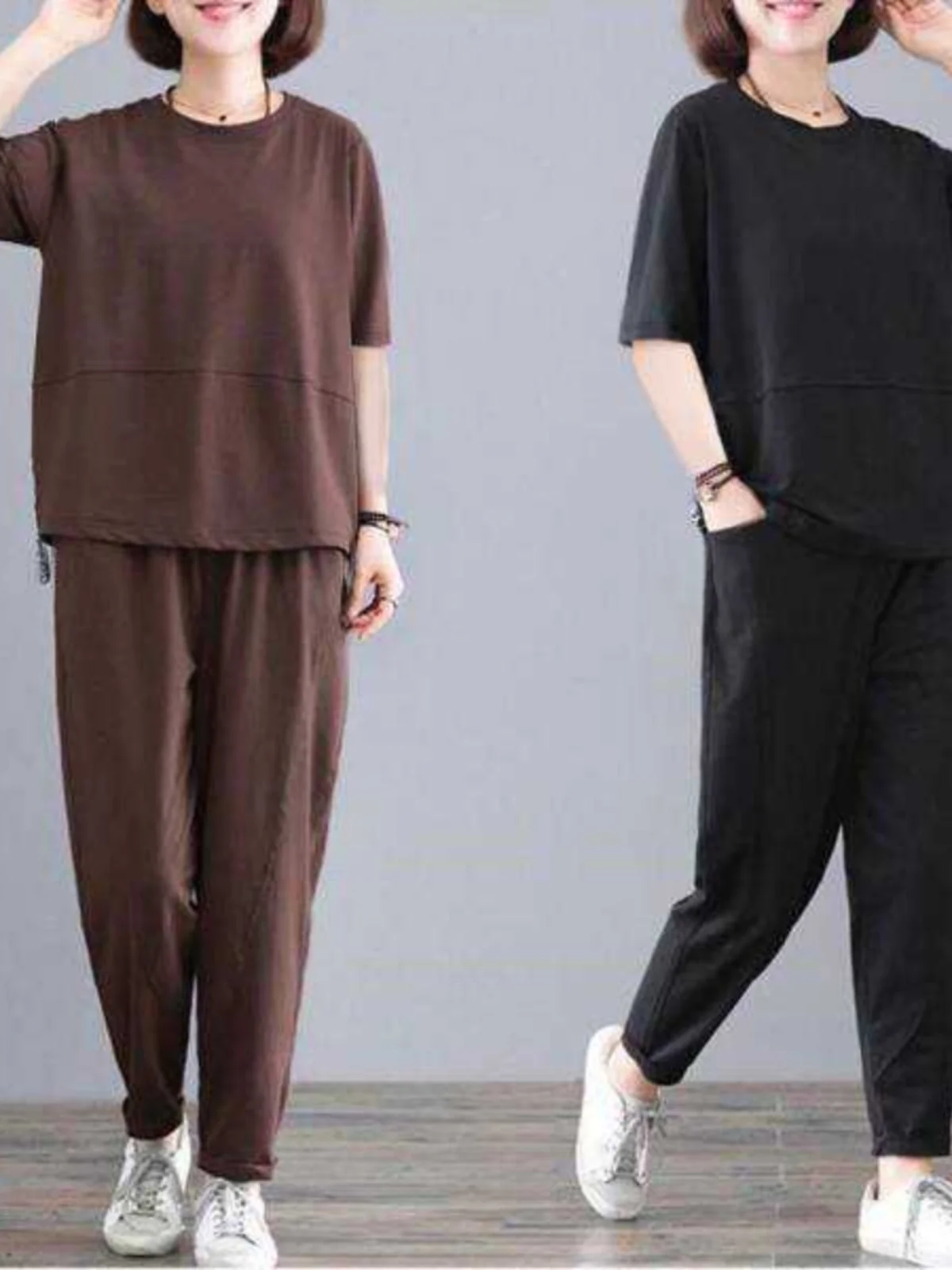 Casual Sportswear Two-Piece Set for Middle-Aged And Elderly Mothers Large Size Label Removed Summer Leisure Korean Style Loos...
