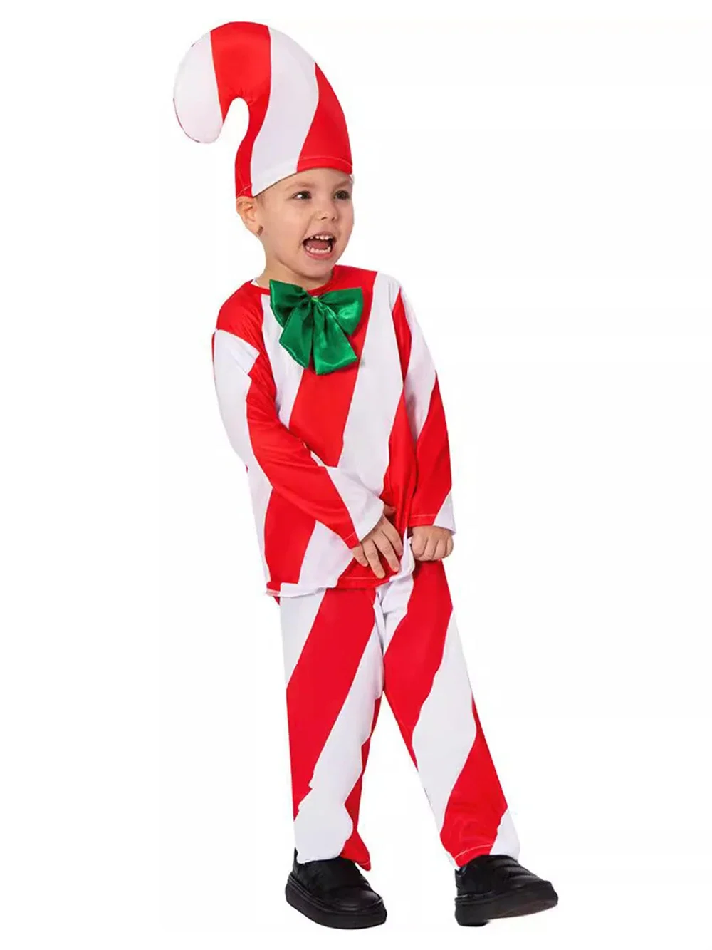 Erwachsene Kinder Weihnachten Cosplay Candy Cane Kostüm Weihnachten Karneval Party Bühne Leistung Rollenspiele Santa Claus Fancy Dress Up