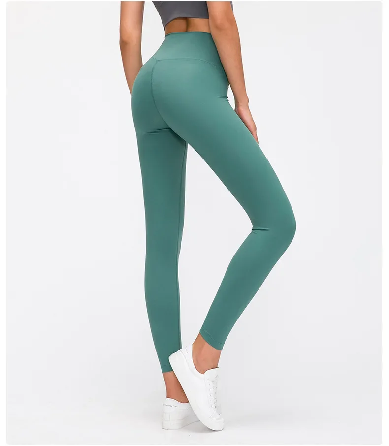 Calças de Yoga de Cintura Alta para Mulheres, Respirável Sports Cropped Pants, Secagem Rápida, Elástico, Pele Amigável, Fitness, T-Line