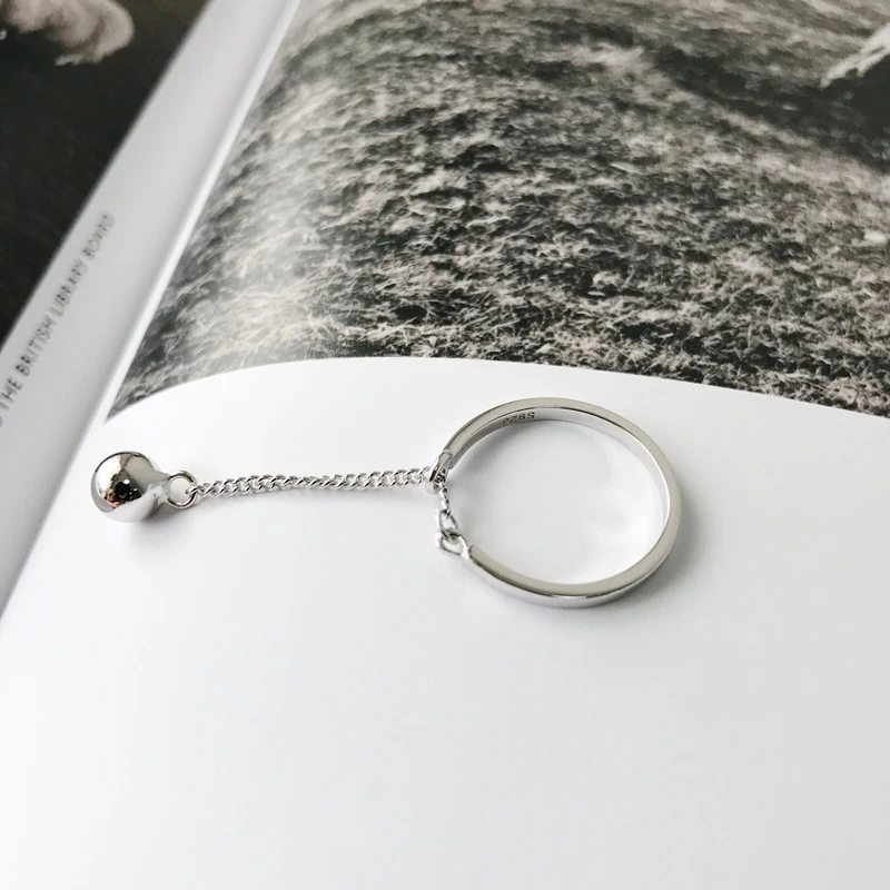 

925 Sterling Silver Open Finger Ring Simple Tassel Bead Adjustable Geometric Elegant For Women Jewelry Gift Dropship Wholesale