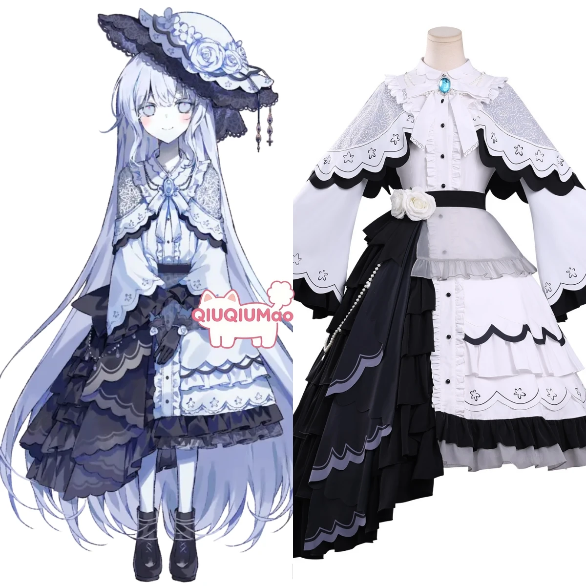 

Magical Girl Magical Trial Cosplay Costume Anime Yukiyo Tsukishiro Role Playing New Black While Magic Outfit Hat Women Comic Con