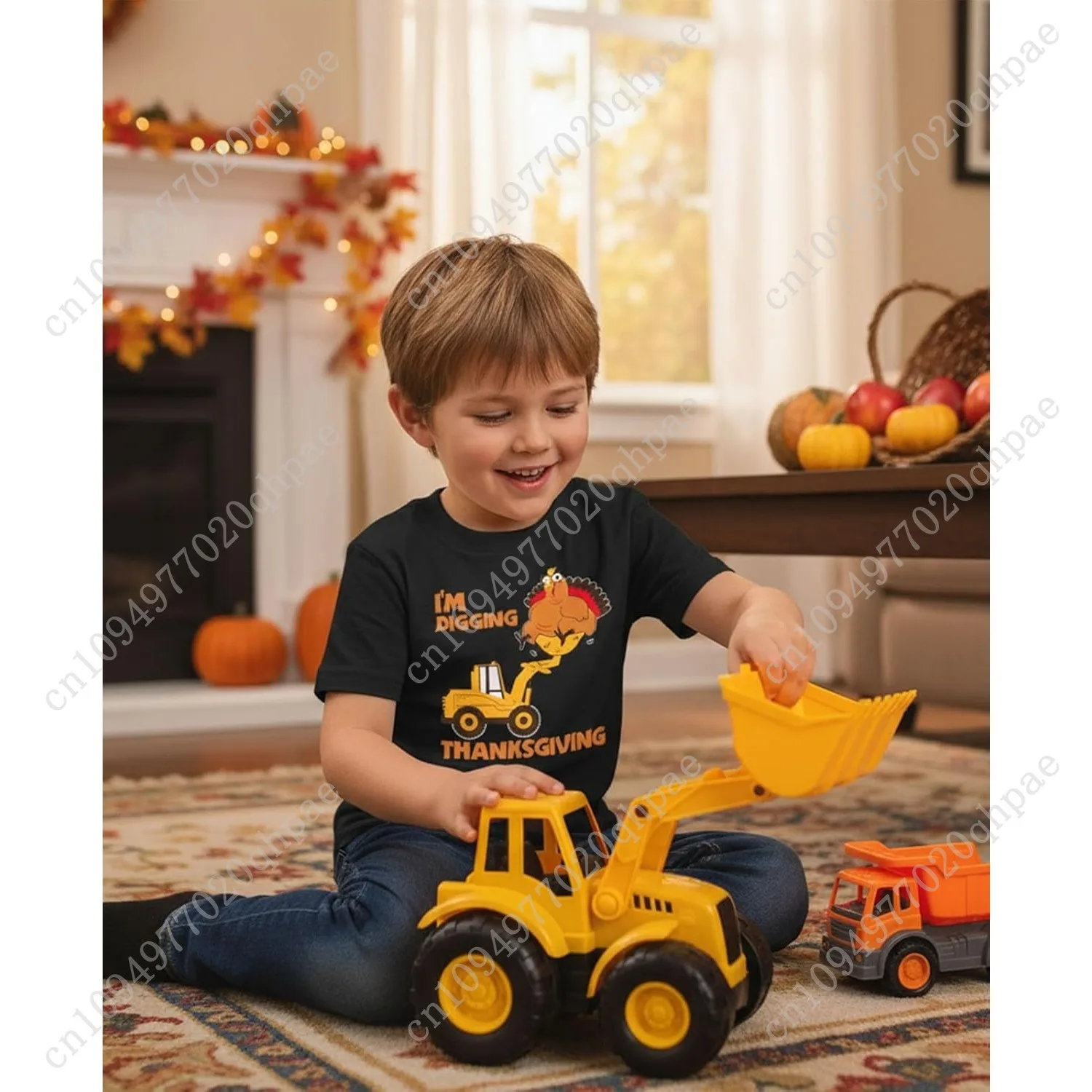 เสื้อยืดเด็ก Tstars I'm Digging Thanksgiving - เสื้อยืดลายรถแทรกเตอร์ไก่งวงสุดน่ารักสำหรับเด็กวัยหัดเดินทั้งชายและหญิง ชุดวันหยุด