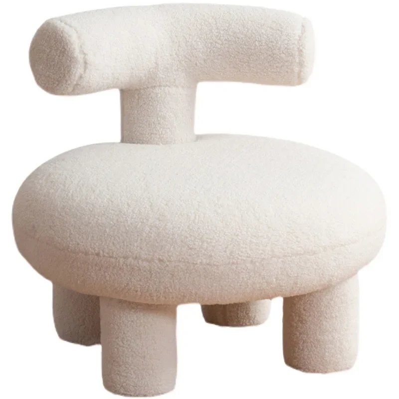 Lamb fluffy sofa chair backrest living room light luxury small low stool soft seat creative lovely children's sofa stool