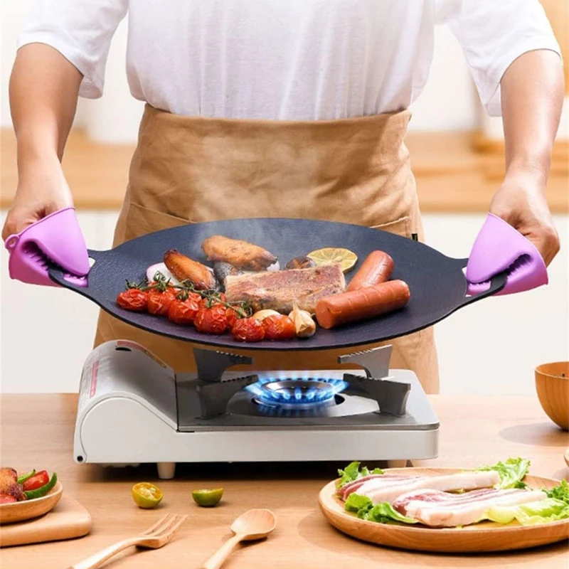 BBQ Pot Multi-Griddle Iron Plate Korean Barbecue Grill Grill Pan Yakiniku Korean Grill Pan Outdoor Portable Induction Cooker