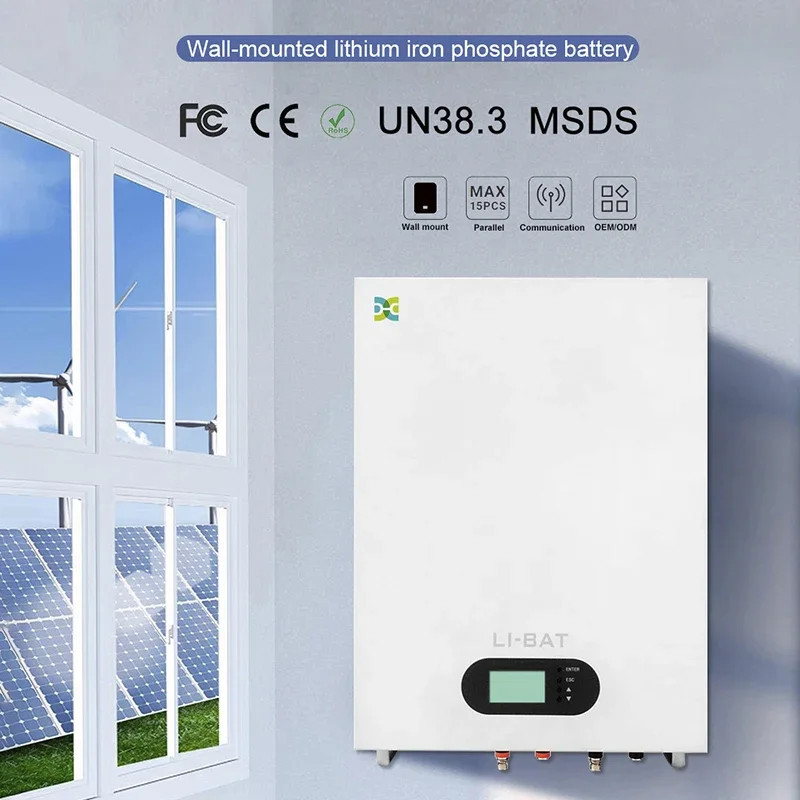 24v 48v 51.2v 50ah 100ah 200ah wall mounted lifepo4 cells lithium iron phosphate battery for solar energy storage