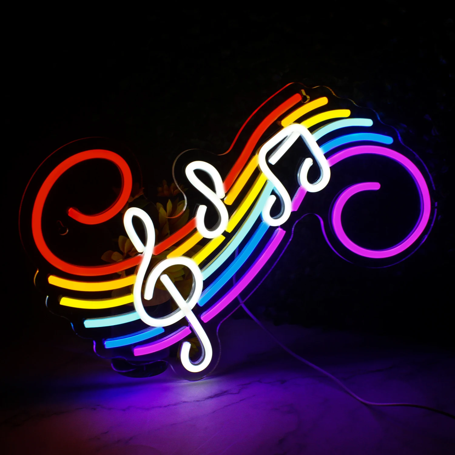 Colorful Musical Notes LED Neon Design Shaped Light Ins Wall Room Background Decoration Bar Atmosphere Light Layout Light Wall