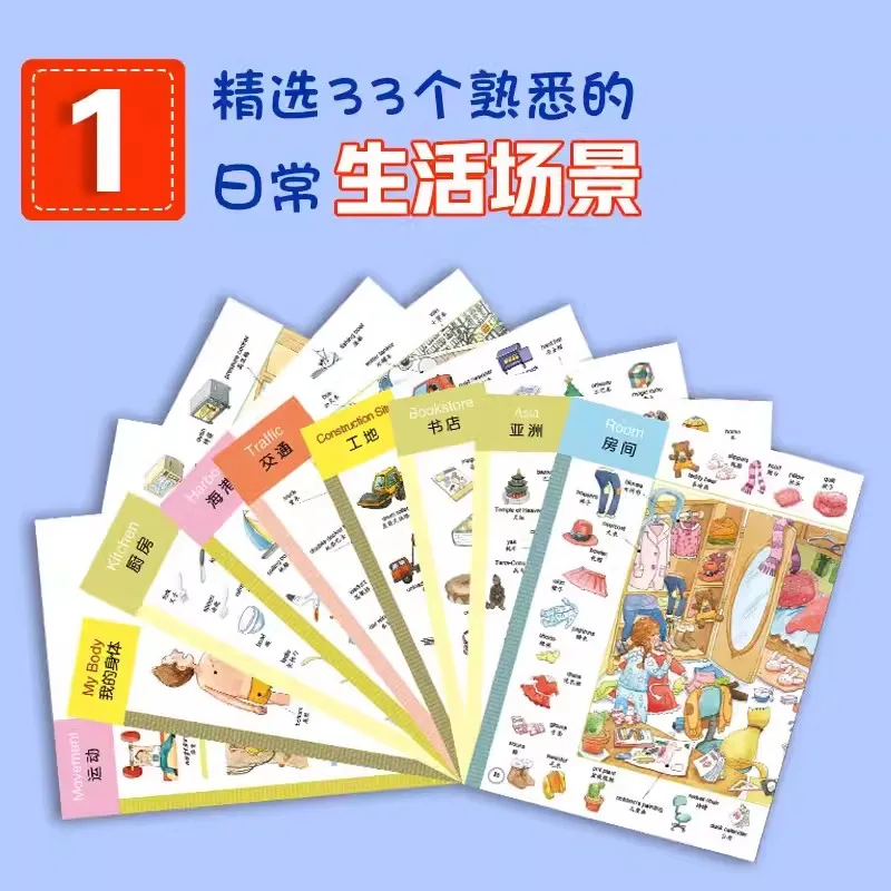 Children's English Enlightenment Picture Book: 1000 Words of Situational Cognition Basic Phonics  Textbook for Language