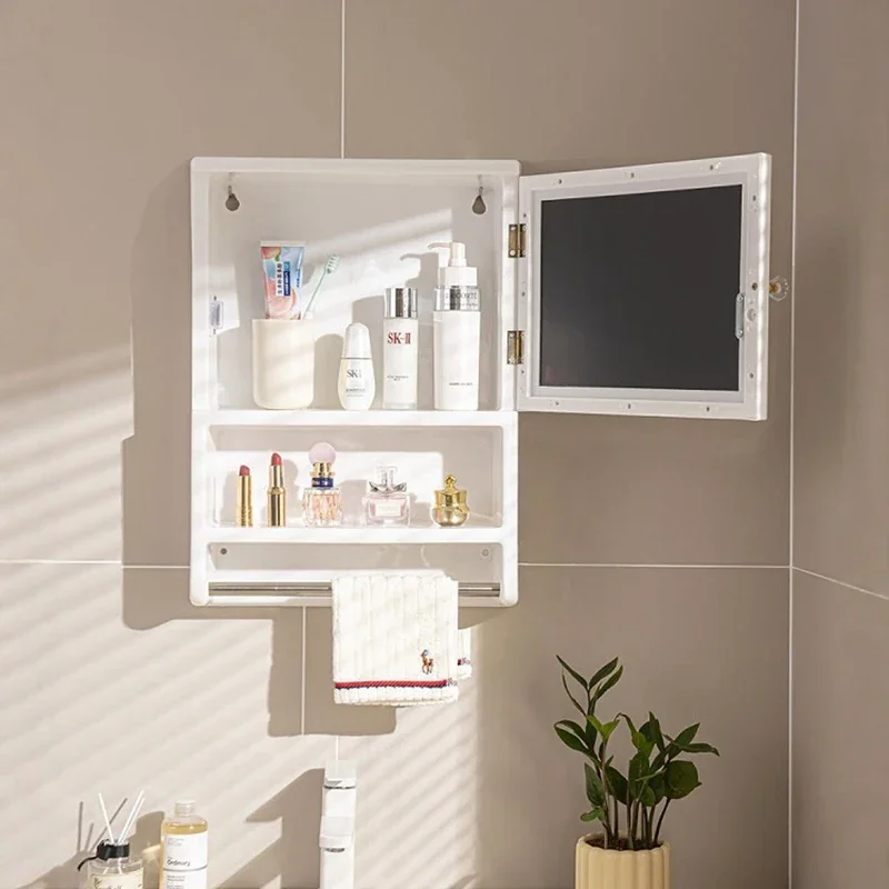 Nordic Style Bathroom Cabinet Mirror Wall Hanging Toilet Plastic Mirror Narrow Storage Cabinet Simple Home Furniture Шкафы FYBC