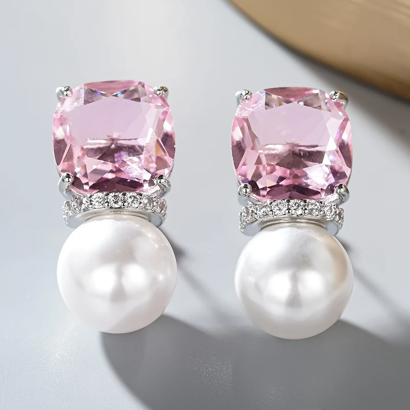 Huitan Gorgeous Women Imitation Pearl Drop Earrings Inlaid B