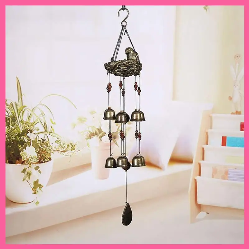 

HOT-2PCS Bird Nest Wind Chimes, Wind Chime With 12 Pieces Bronze Bells For Garden And Home Decor