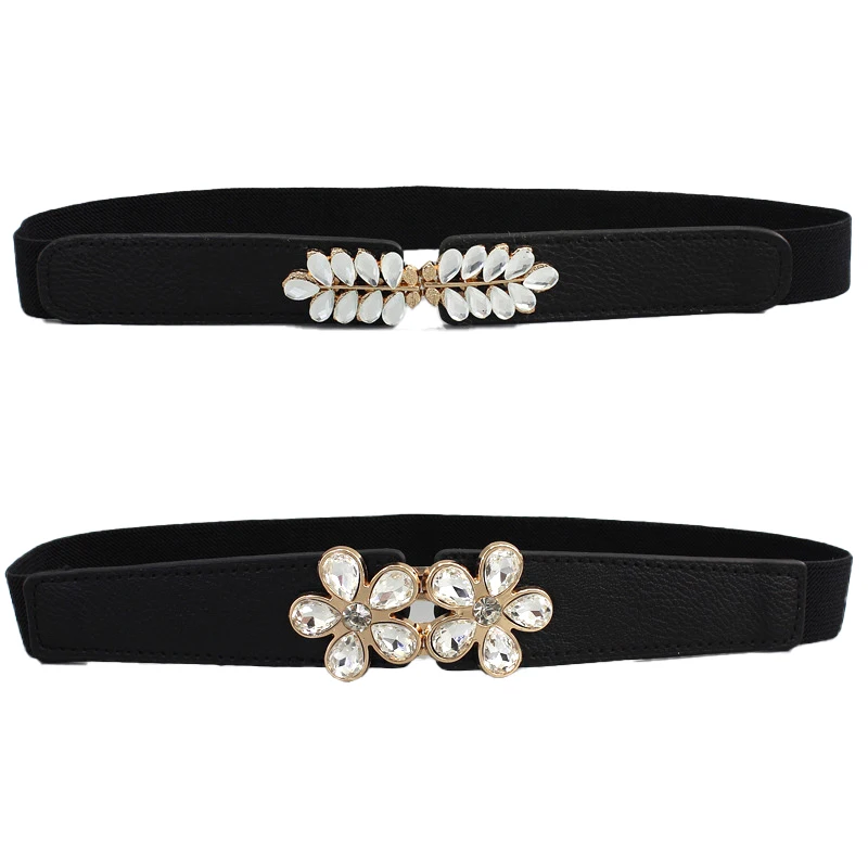 

Fashion 63*2.5 cm Vintage Elastic Stretch Waistband Crystal Belt Cinch Waist Women Wide Waist Belt Cummerbunds Female Belt