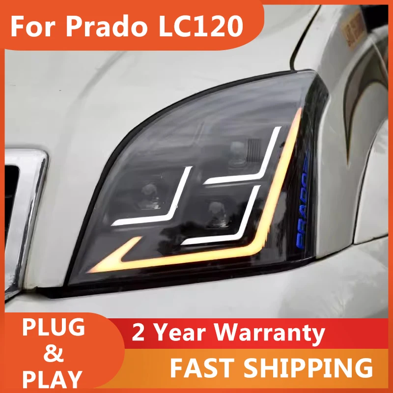 Car Accessories for Toyota Prado Headlamp 2003-2009 Prado Head Light LC120 DRL Dynamic Turn Signal Light Low High Beam