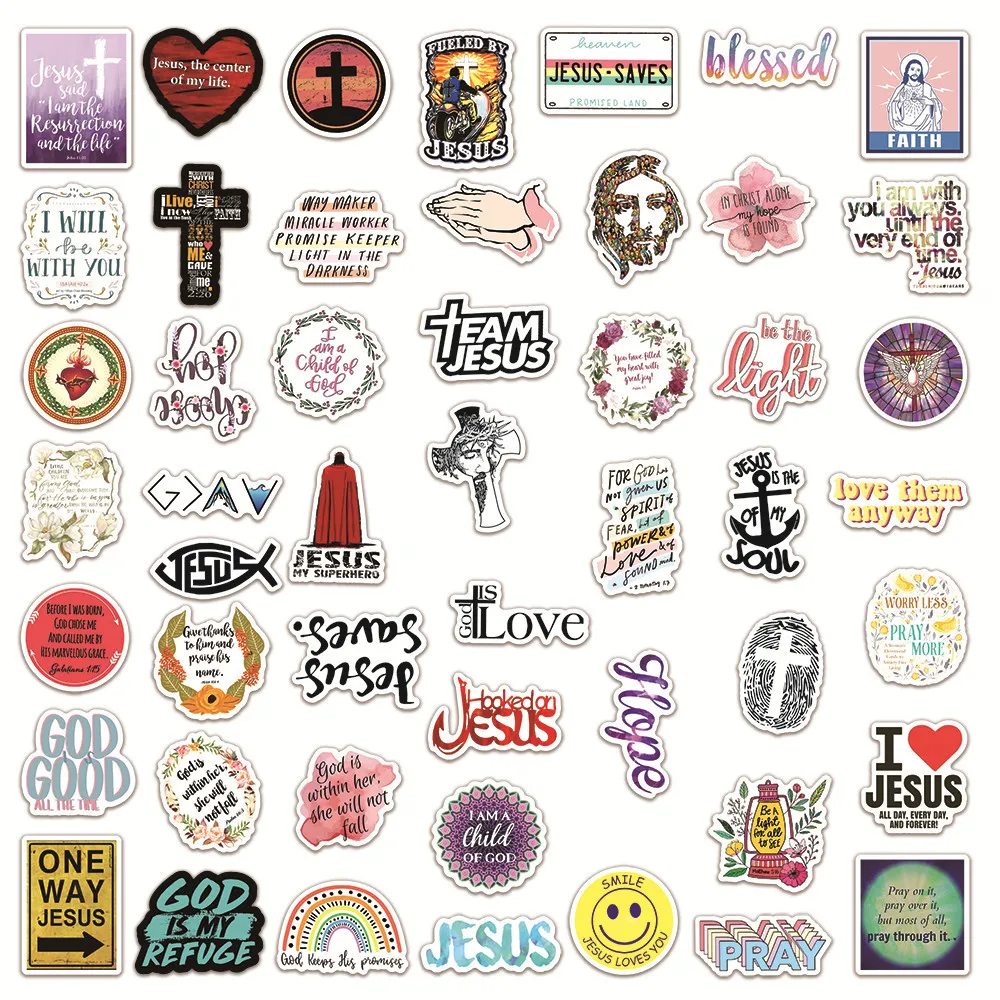 Autocollant avec phrase de prière de la Bible et de Jésus, décalcomanies graffiti pour ordinateur portable, bagage, moto, voyage, chance, foi, vente en gros, 10 pièces, 30 pièces, 50 pièces