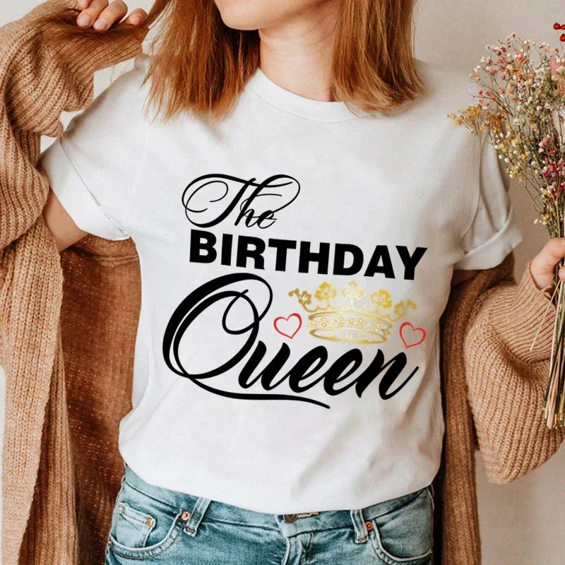 The Birthday Queen/It\'s My Queen\'s Birthday Couple Matching Tshirt Fashion Wife Husband Couple T Shirt Love Crown Lovers Shirt