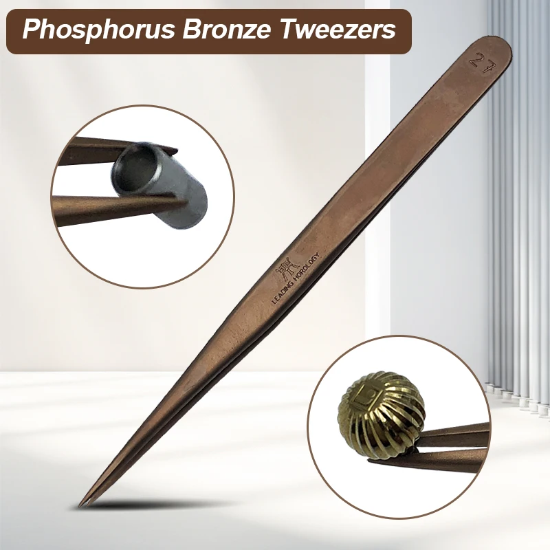 Watch Repair Non-Magnetic Phosphorus Bronze Tweezers Non-Slip Fastening Sharp-Nosed Clamp Better than Brass Tweezers