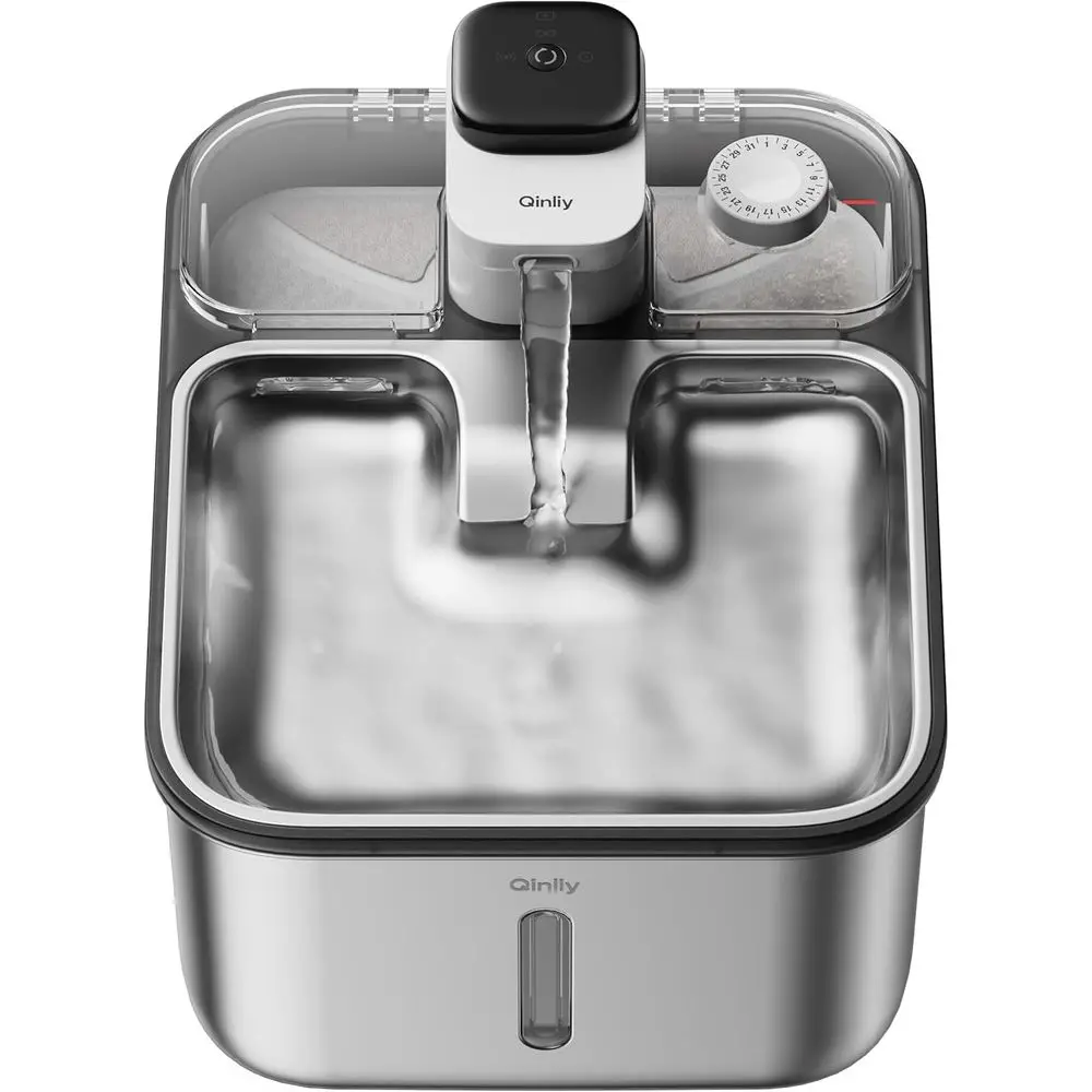 

Wireless Indoor Cat Water Fountain, 3.6L/123oz Automatic Stainless Steel Pet Drinking Dispenser, Rechargeable with Motion Sensor