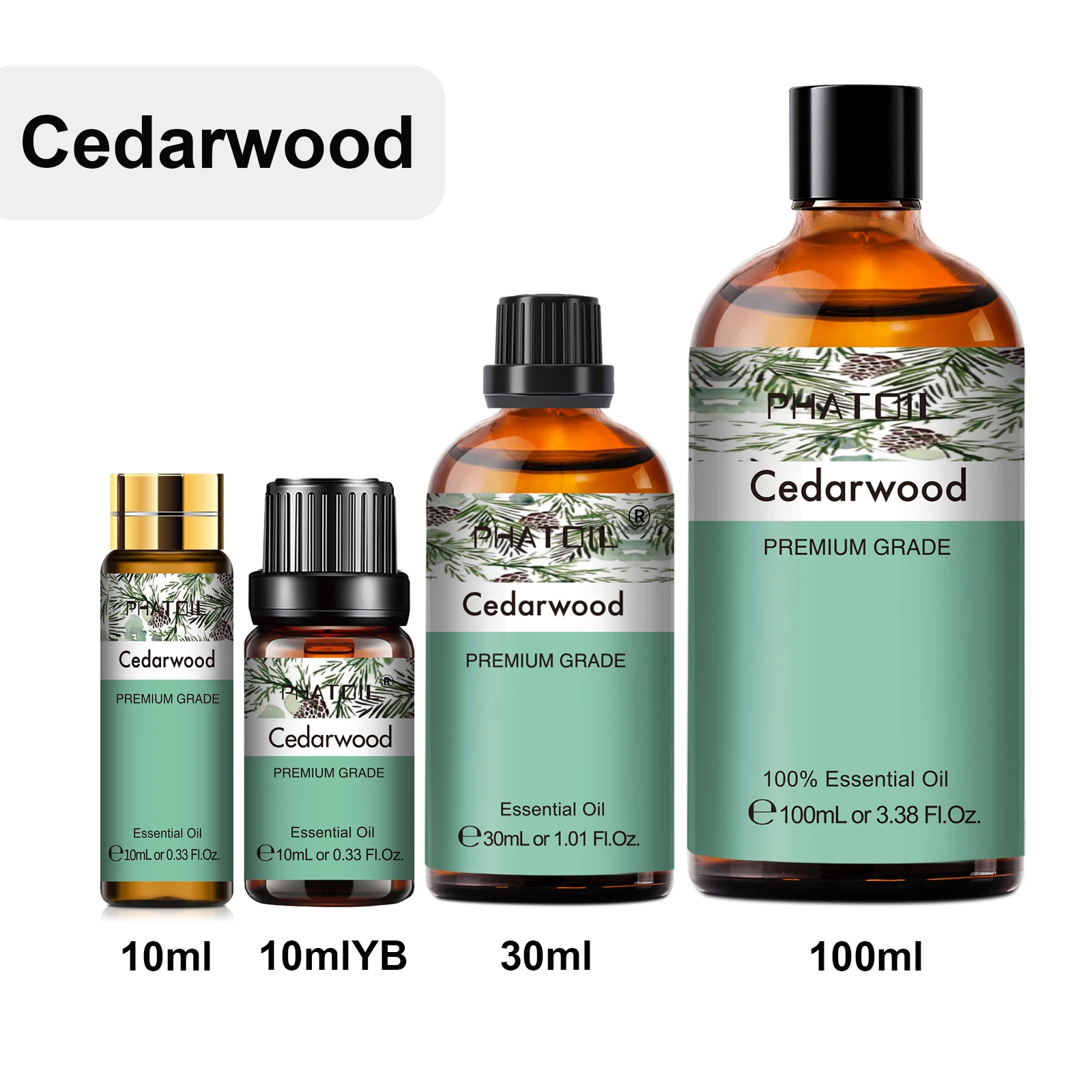 Phatoil 1 peça de óleo essencial de cedro 10ml/30ml/100ml-puro natural para aromaterapia, difusor, massagem, fabricação de velas, cuidados com os cabelos
