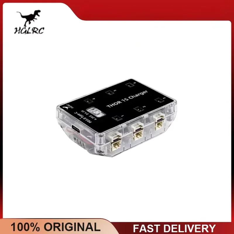 HGLRC Thor 1S Charger V2 6-in-1 65W LiPo Charger, for PH2.0 MX2.0 A30 BT2.0 1S Battery, Tiny Whoop RC FPV Drone Part