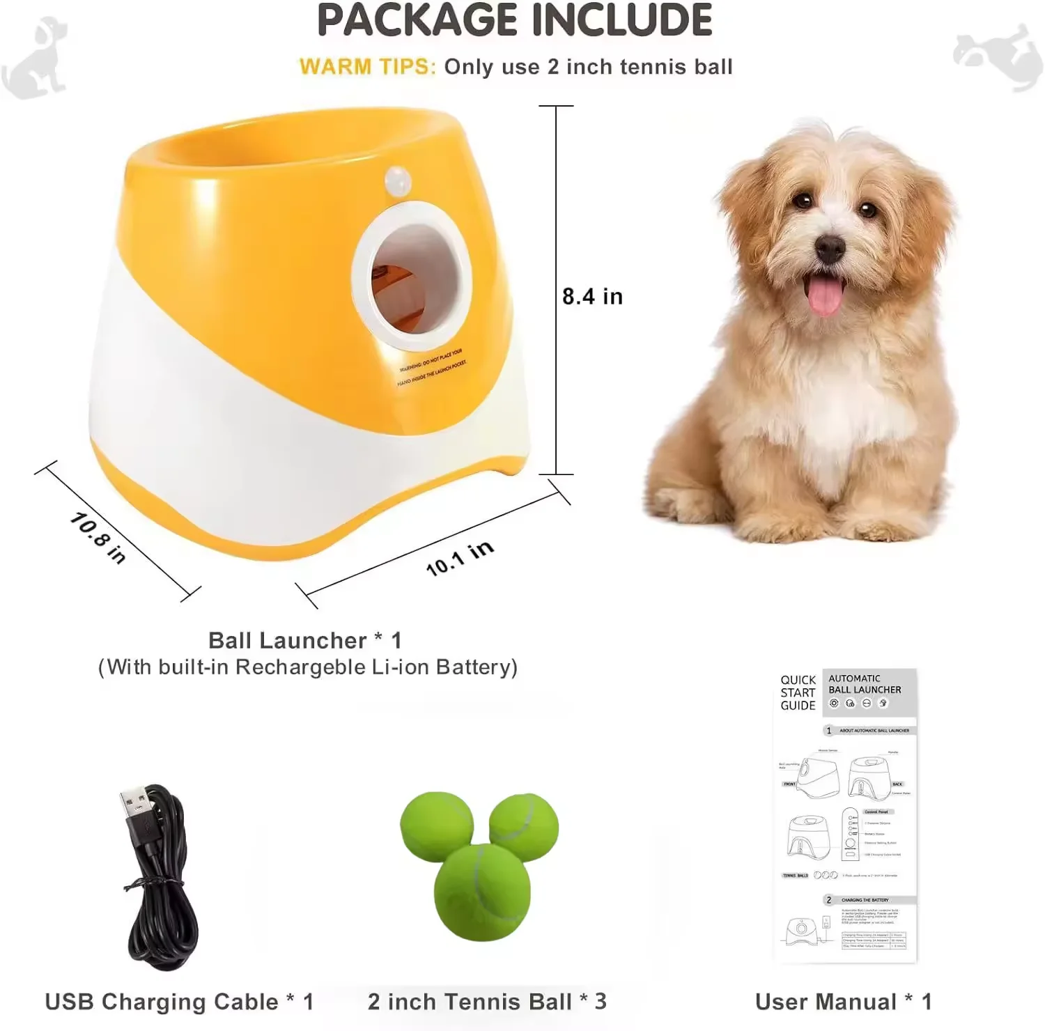 Sport Dog Ball Launcher Eco-Friendly Plastic Plug & Battery Powered Pet Safe Automatic Dog Ball Thrower